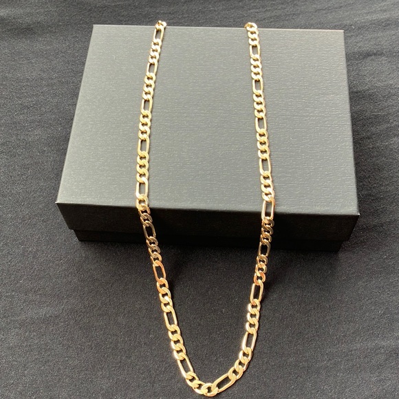Solid Figaro Chain Necklace 14K Yellow Gold 24’’. - Picture 5 of 7